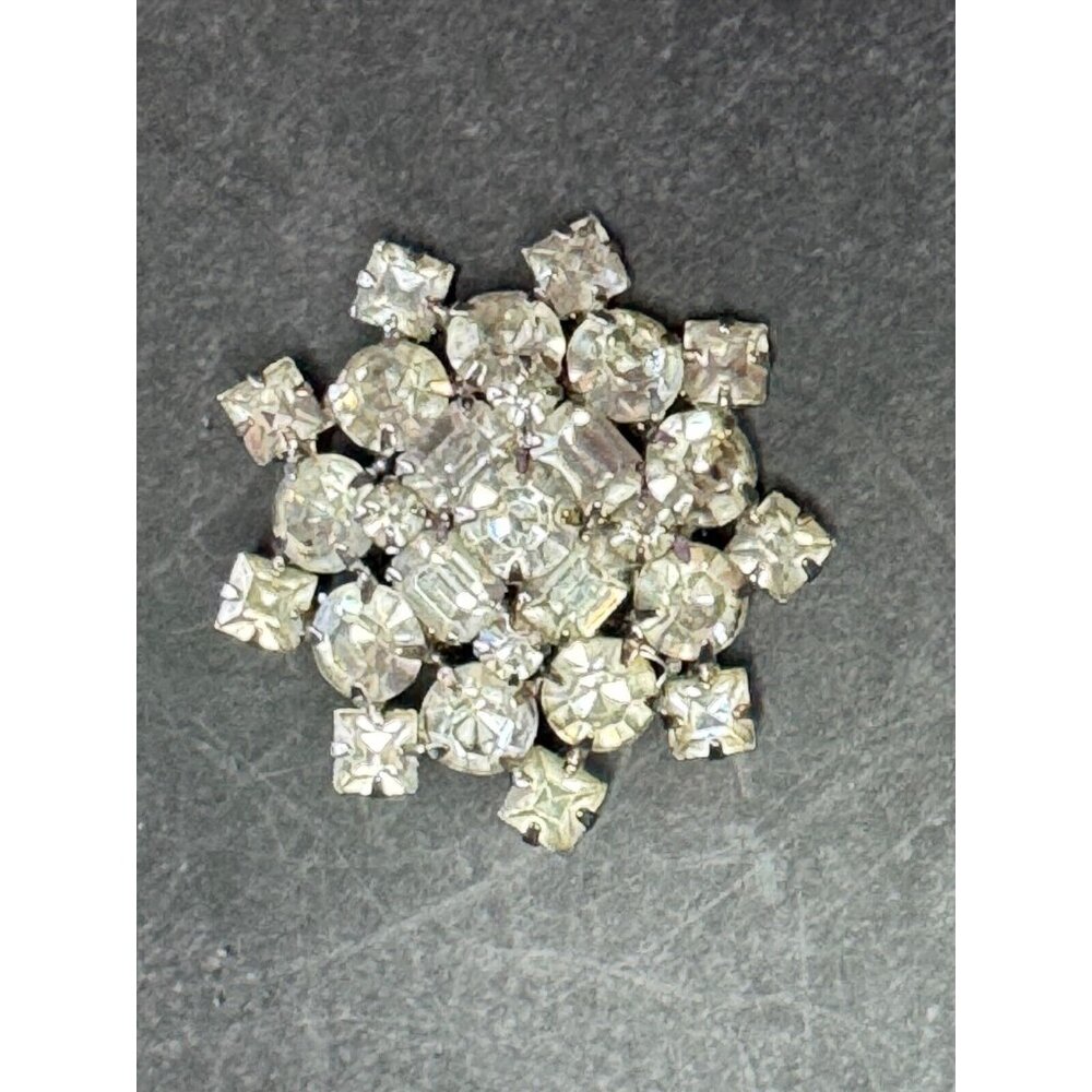 Vintage Faceted Rhinestone Brooch Dress Pin - Picture 3 of 5